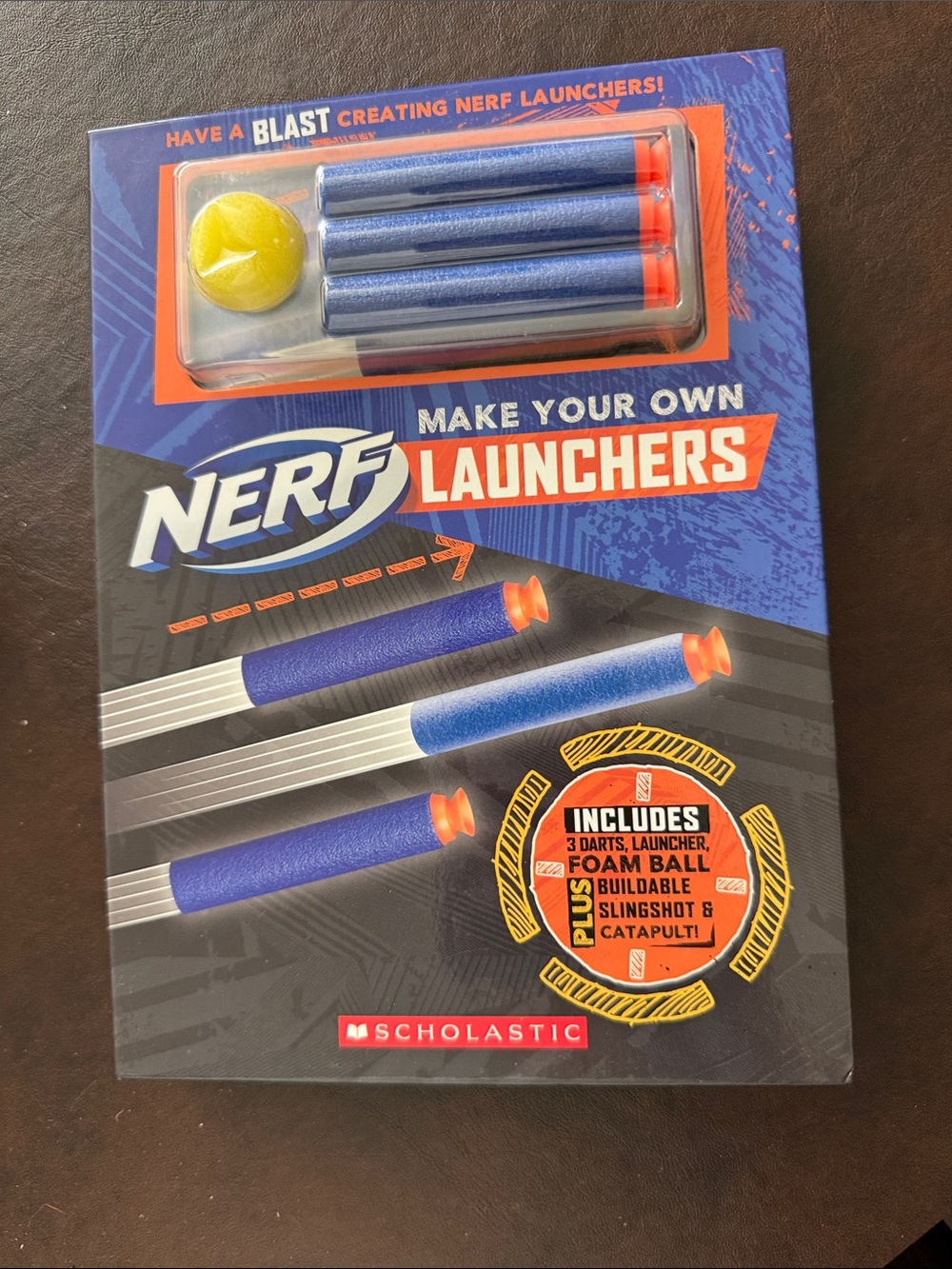 NWT-Nerf Blue and Orange Foam Dart Launcher Kit with Yellow Foam Ball